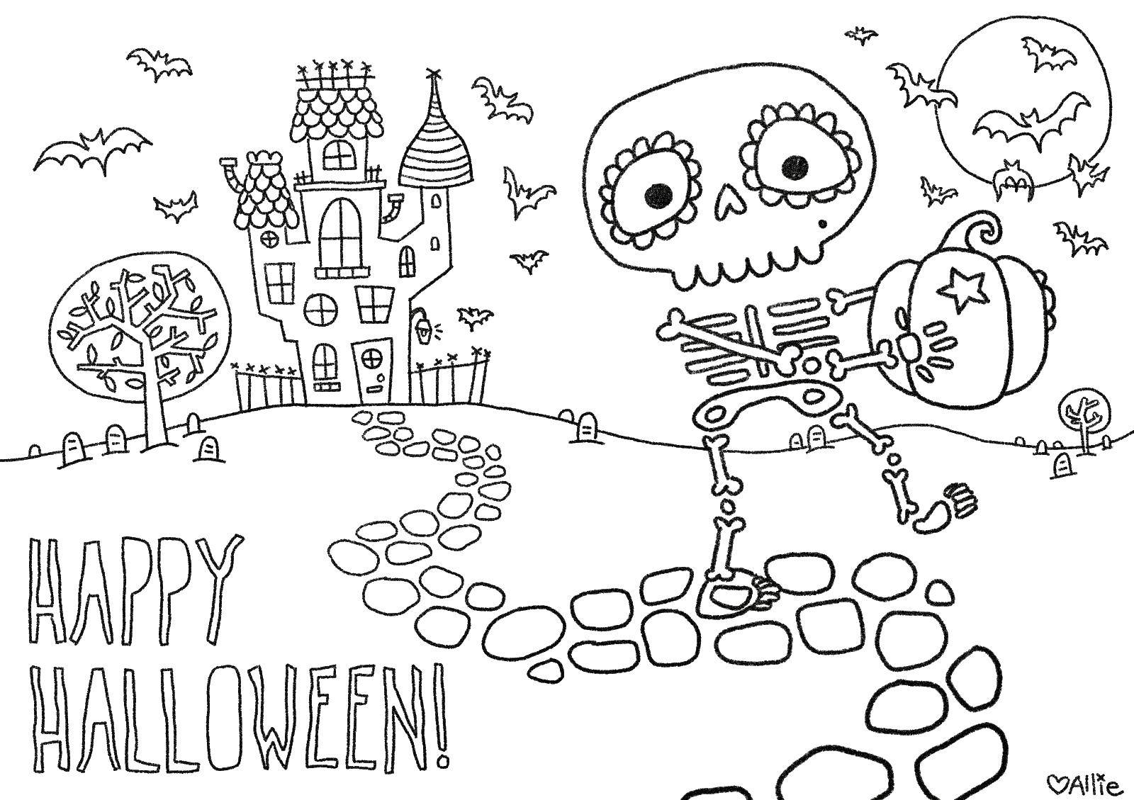 Coloring Halloween. Category Halloween. Tags:  Halloween, night, pumpkin, fear.