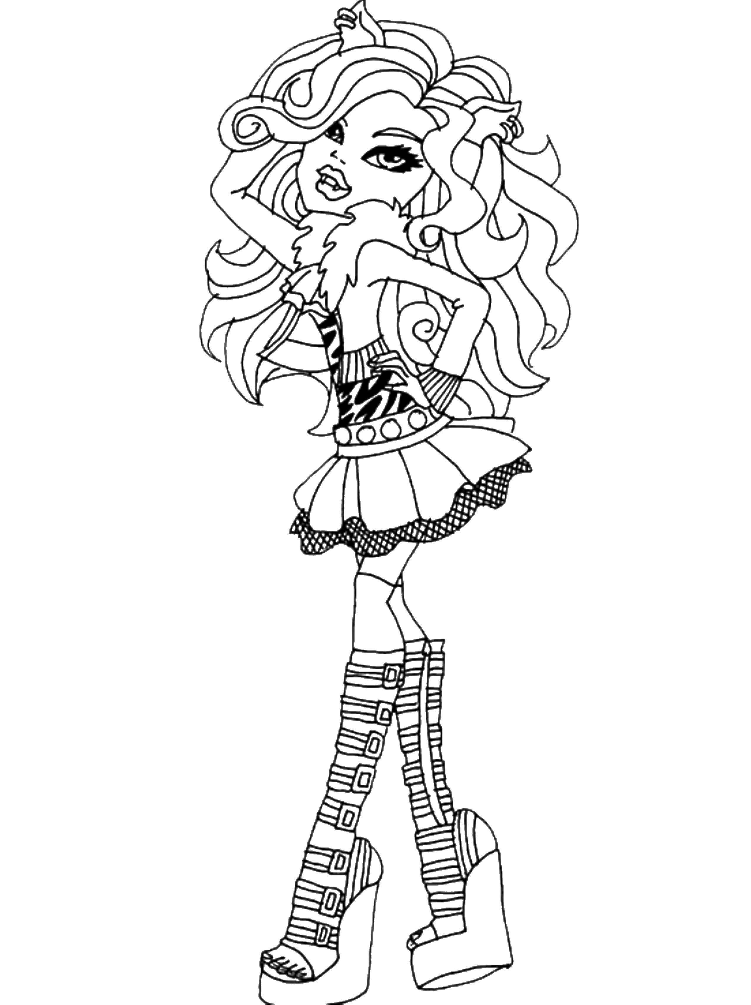 Coloring Clawdeen wolf. Category Monster high. Tags:  Clawdeen wolf, monster high.