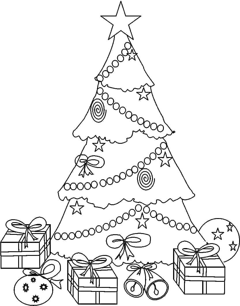 Coloring Christmas tree. Category new year. Tags:  new year, tree, gifts, Christmas.