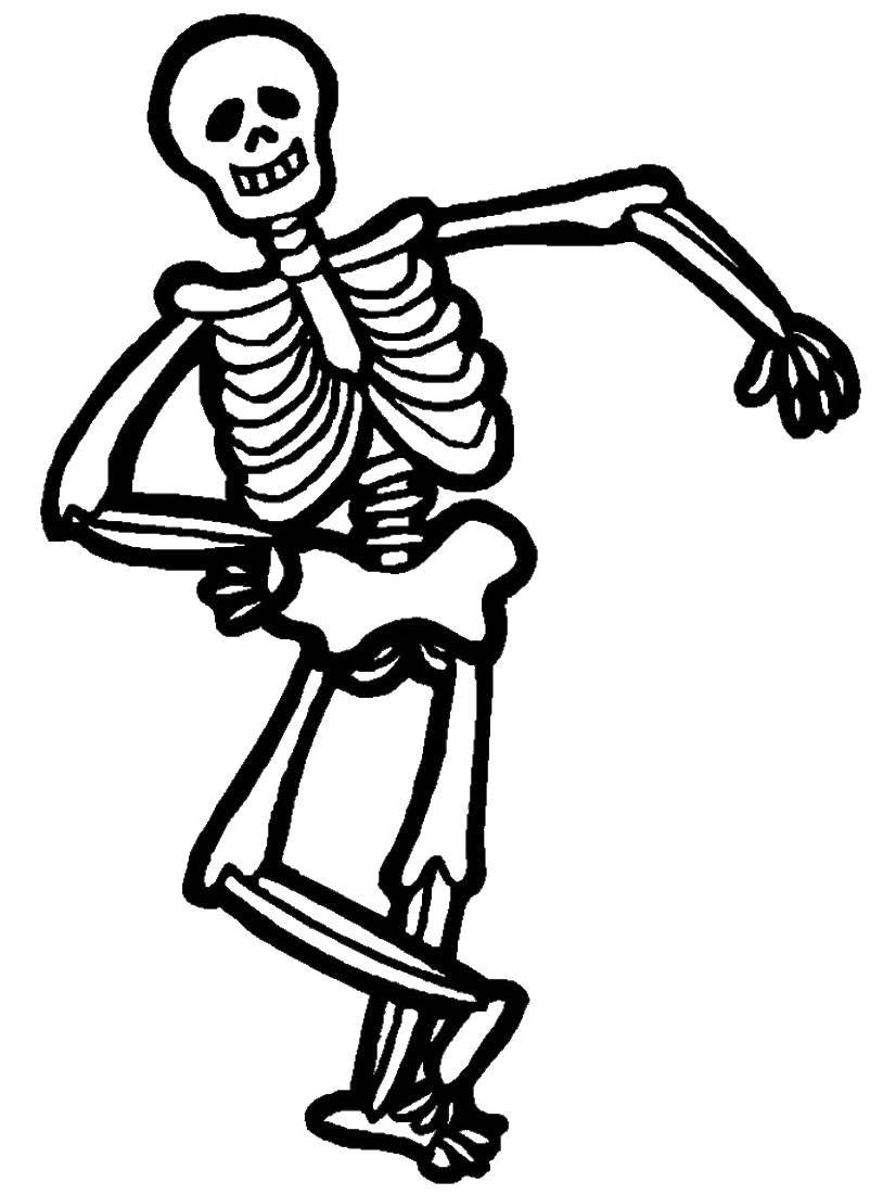 Название: Раскраска Танцующий скелет. Категория: Хэллоуин. Теги: Хэллоуин, скелетик.