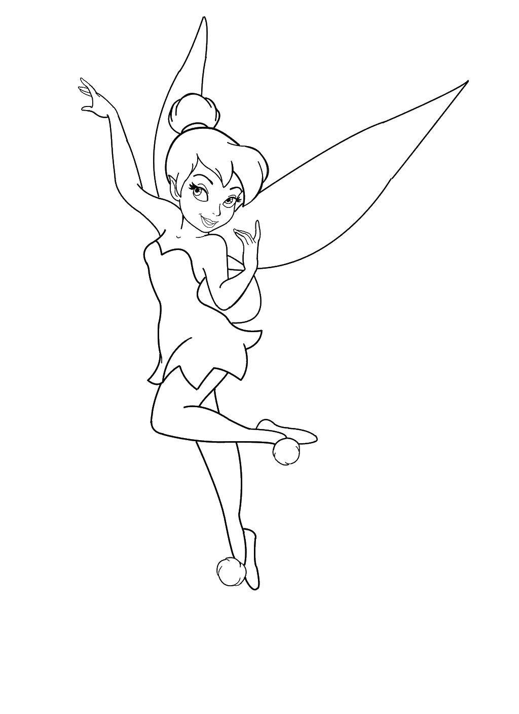 Coloring Tinker bell dancing. Category Disney cartoons. Tags:  fairy, Dindin.