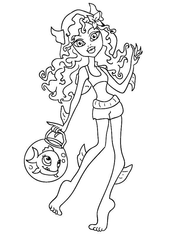 Распечатать раскраски для девочек из Монстр Хай (Child Monster High coloring sheet)
