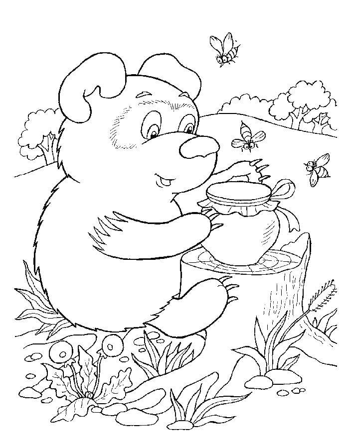 Coloring Winnie the Pooh with honey. Category cartoons. Tags:  cartoons, Winnie the Pooh, bear, honey.