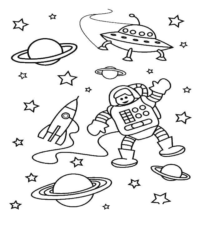 Coloring Astronaut in space. Category space. Tags:  astronaut.