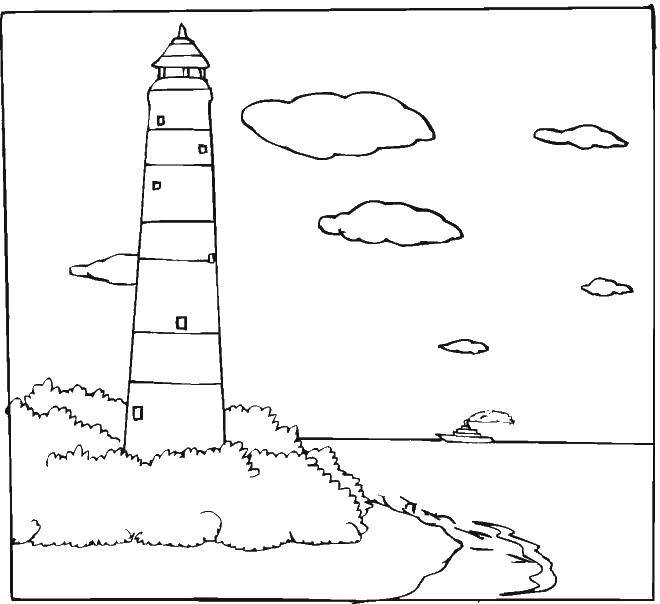 Coloring Lighthouse. Category Nature. Tags:  nature, lighthouse, sea, ship.