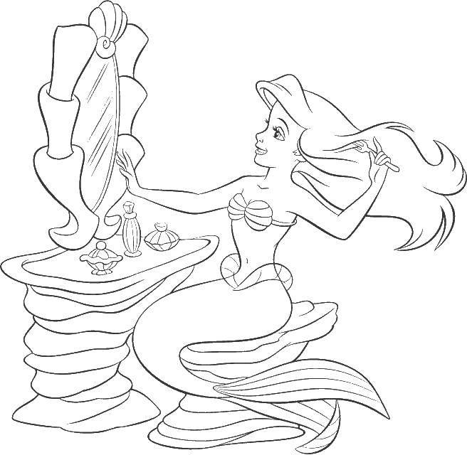 Coloring Ariel combs her hair. Category The little mermaid. Tags:  Ariel, mermaid.