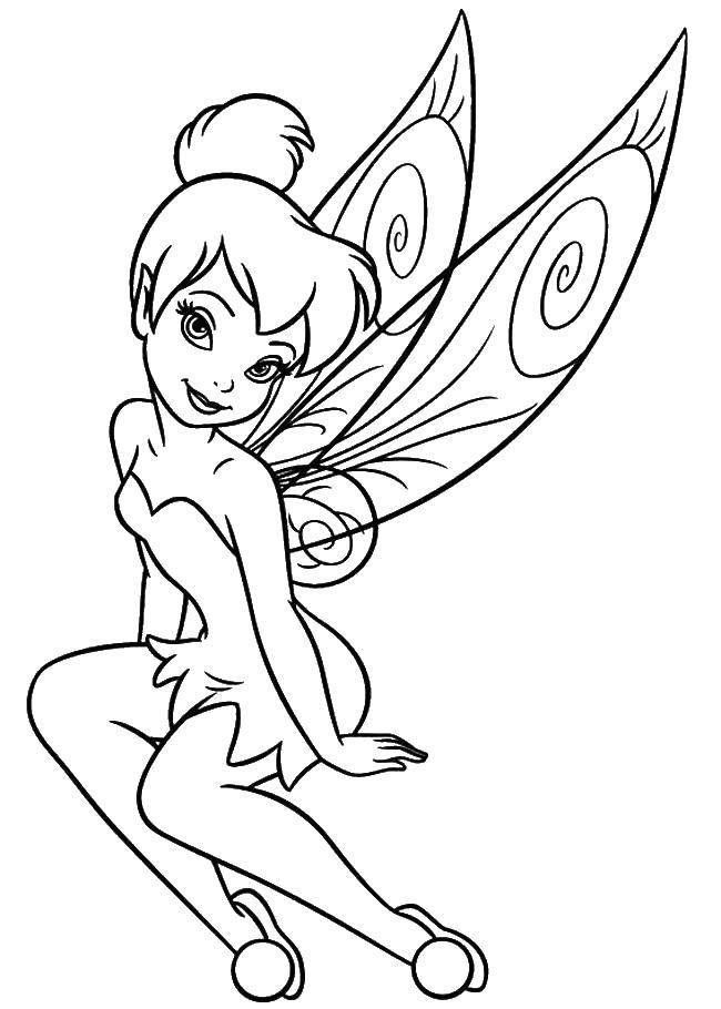 Coloring Tinker bell from disney fairies . Category Disney cartoons. Tags:  Disney Fairies, Tinker Bell.