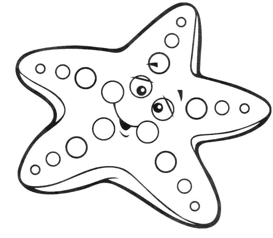 Coloring Funny starfish. Category marine. Tags:  Underwater world, starfish.