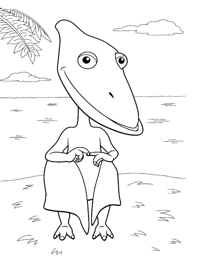 Опис: розмальовки  Динозаврик сидить на травичці. Категорія: динозавр. Теги:  Динозаври.