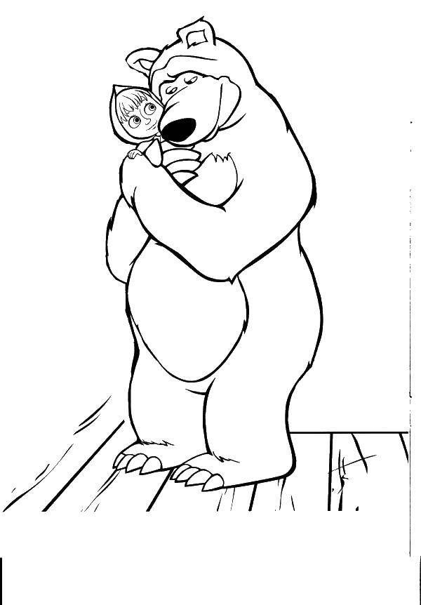 Coloring Misha hugs Masha. Category cartoons. Tags:  Masha, Bear.