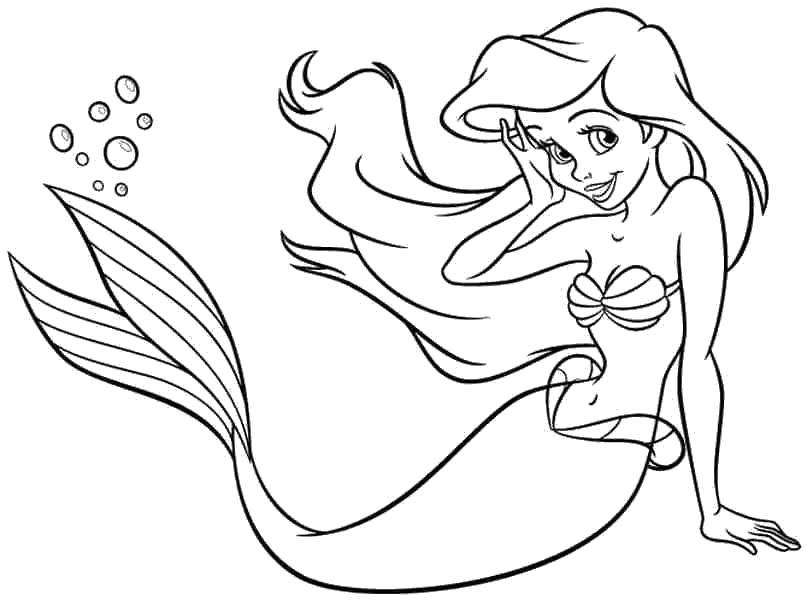 Coloring The little mermaid Ariel from the disney cartoon. Category Disney coloring pages. Tags:  Disney, the little mermaid, Ariel.