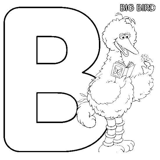 Coloring Big bird. Category English alphabet. Tags:  alphabet, English.