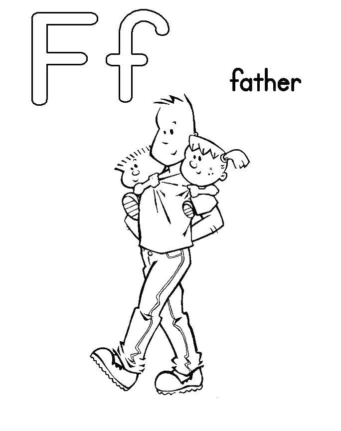 Coloring Dad and the kids. Category English alphabet. Tags:  alphabet, English.