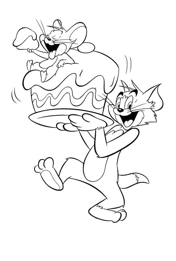 Coloring Tom and Jerry carry the cake. Category Disney cartoons. Tags:  Disney, Tom and Jerry.