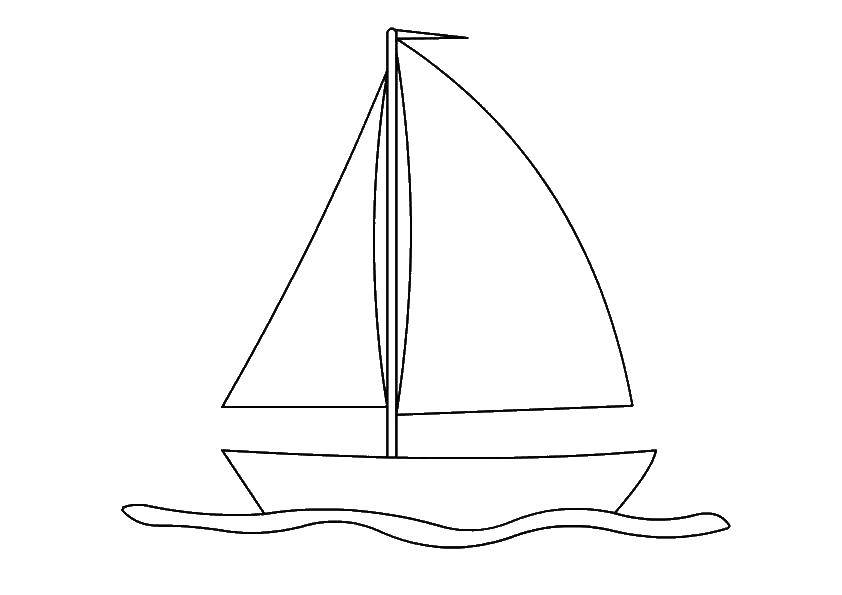 Розмальовки  Човен з вітрилом. Завантажити розмальовку човен , парус.  Роздрукувати ,кораблі,