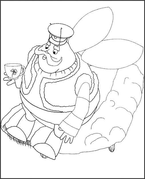Coloring Uncle bumblebee drinking tea. Category The game and have fun. Tags:  Lunatic, Pretty.