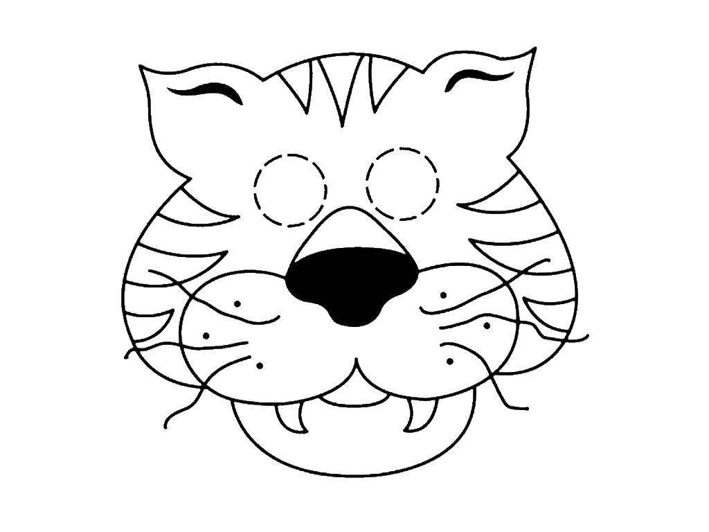 Название: Раскраска Маска тигра. Категория: Маски. Теги: маска тигра.