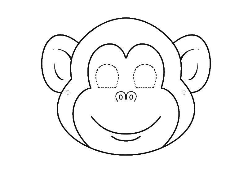Название: Раскраска Маска обезьяны. Категория: Маски. Теги: обезьяна.