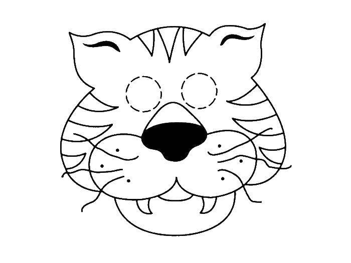 Название: Раскраска Маска тигра. Категория: Маски. Теги: маска, тигр.