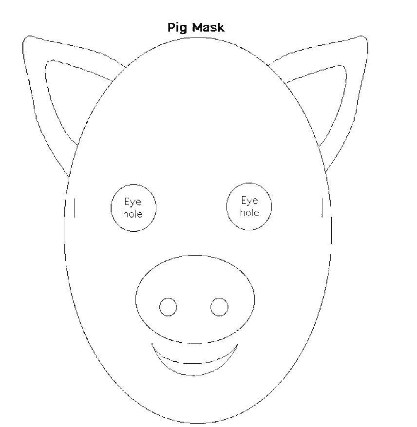 Coloring Mask of a pig. Category Masks . Tags:  mask pig.