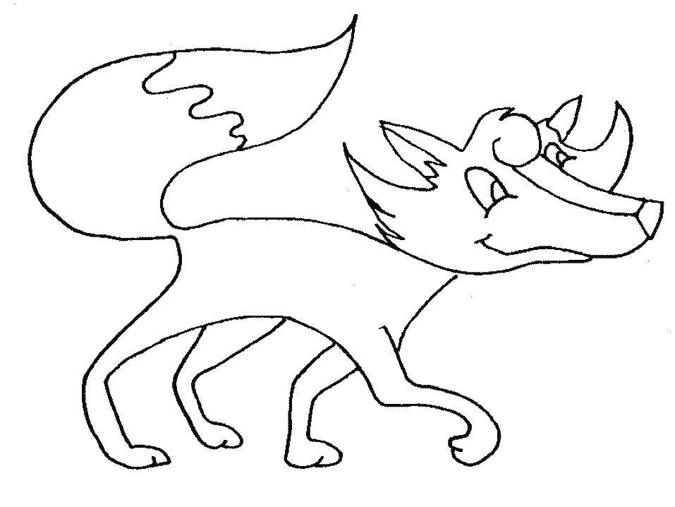 Coloring Curious Fox. Category Coloring pages for kids. Tags:  Animals, Fox.