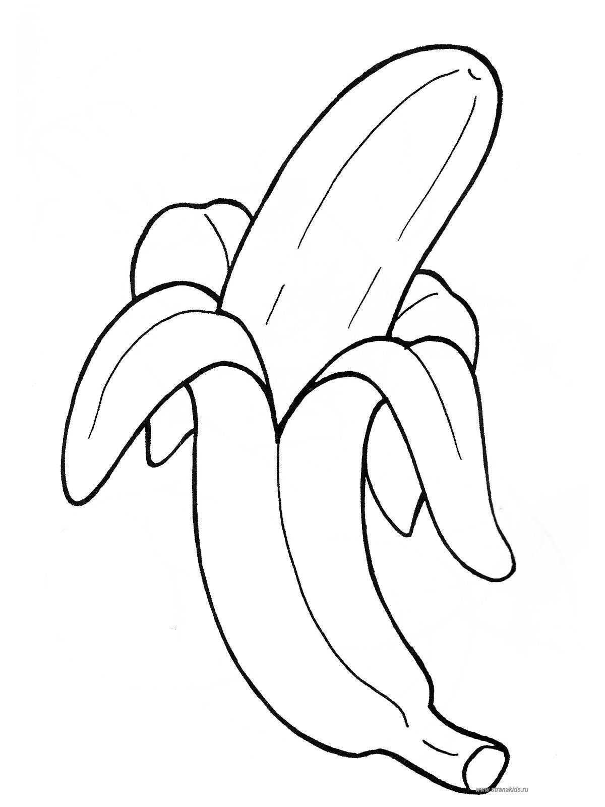 Название: Раскраска Открытый банан. Категория: фрукты. Теги: банан.