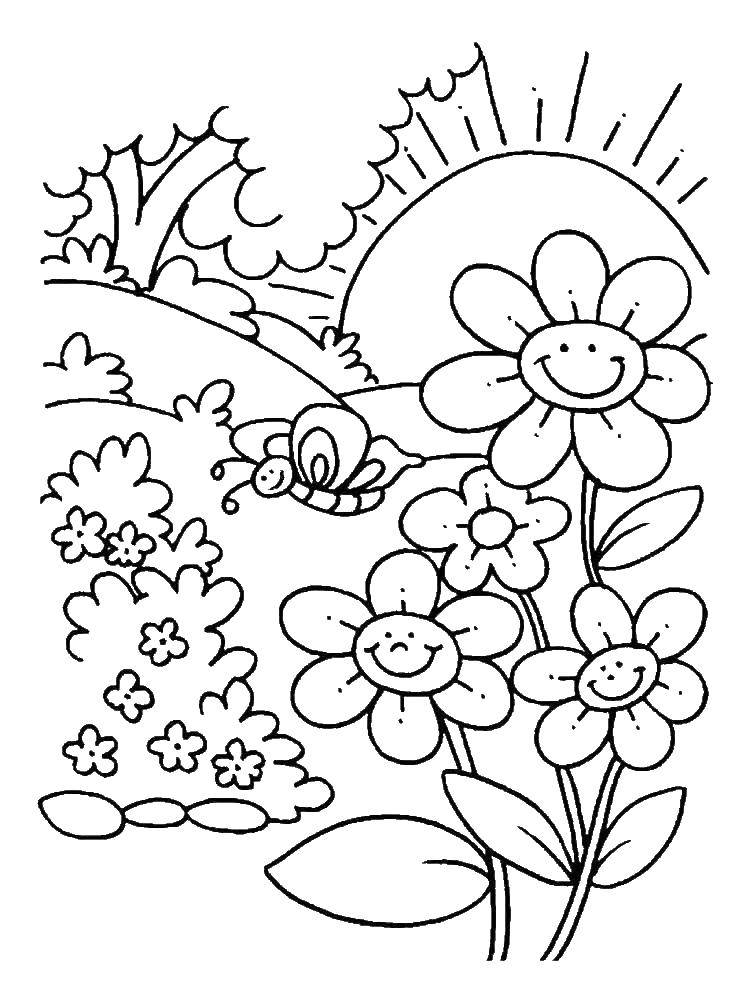 Coloring Flowers and butterfly. Category flowers. Tags:  butterfly, flowers.