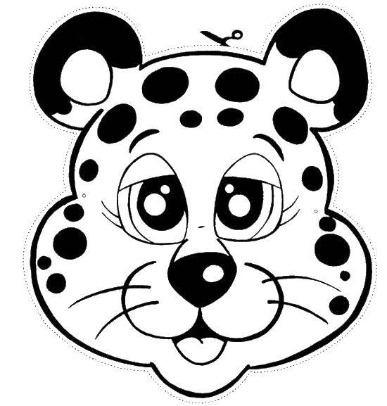Coloring Cut out a mask of a leopard. Category Masks . Tags:  Masquerade, mask.
