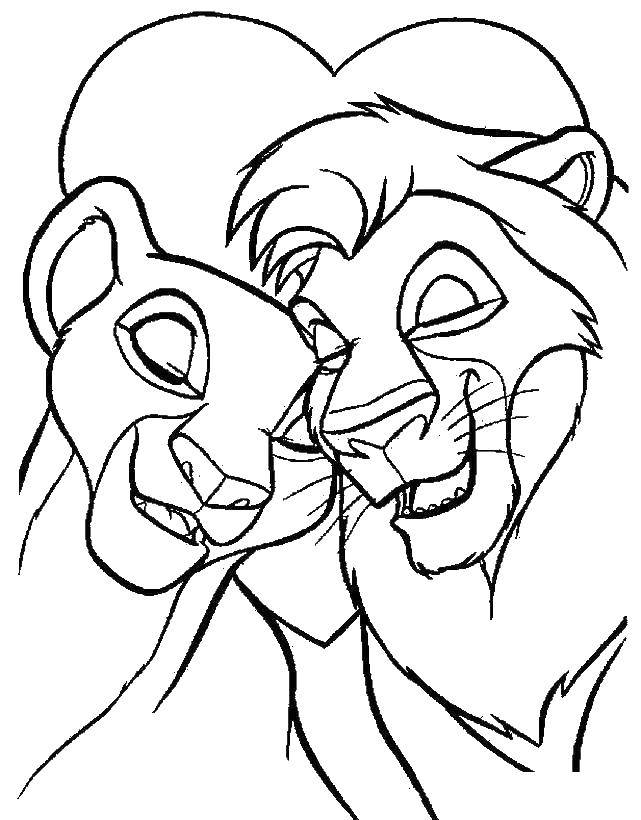 Coloring Lion and lioness and cartoon the lion king . Category Disney cartoons. Tags:  Disney, Lion King .