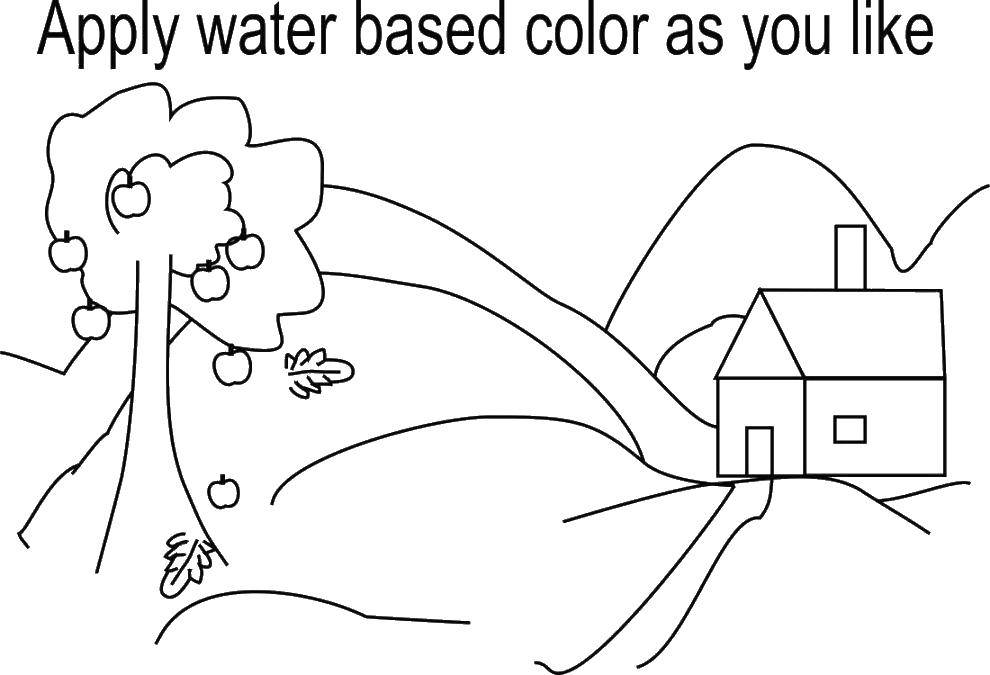 Coloring House and tree. Category Coloring pages for kids. Tags:  house, tree.