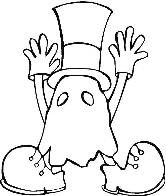Coloring The Ghost with the hat. Category Halloween. Tags:  Halloween.