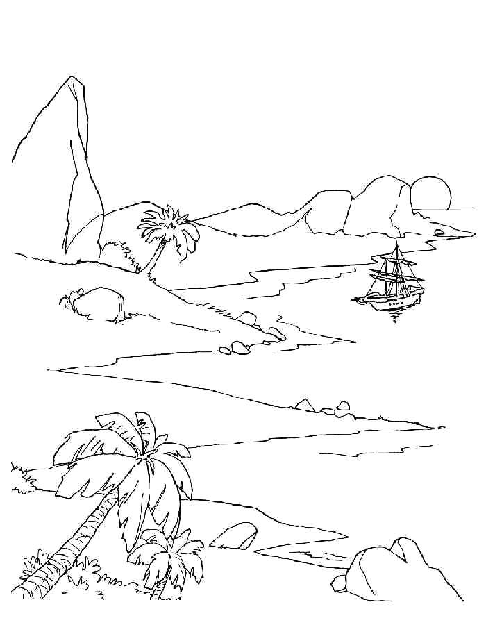 Опис: розмальовки  Корабель пропливає повз острів. Категорія: Природа. Теги:  Природа, острів, корабель.