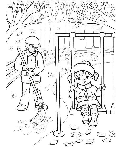 Coloring Girl swinging on a swing. Category People. Tags:  swing, girl.