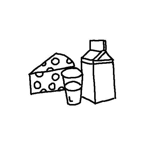 Coloring Dairy products. Category The food. Tags:  milk, cheese.