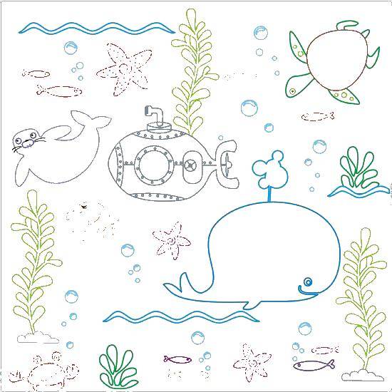 Coloring The ocean with sea animals. Category marine. Tags:  sea, fish, animals.