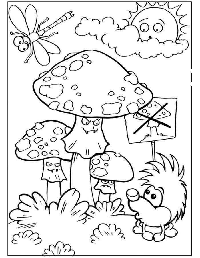 Название: Раскраска Злые мухаморы. Категория: грибы. Теги: грибы.