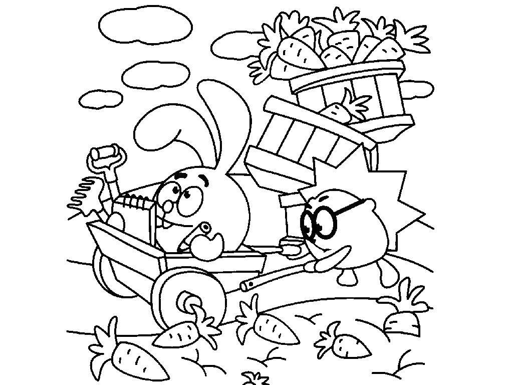Coloring The hedgehog and croche. Category Coloring pages for kids. Tags:  Hedgehog , croche kikoriki.