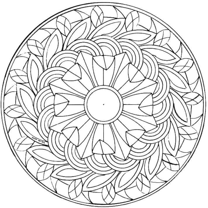 Название: Раскраска Узор в круге из листьев. Категория: узоры. Теги: узор.