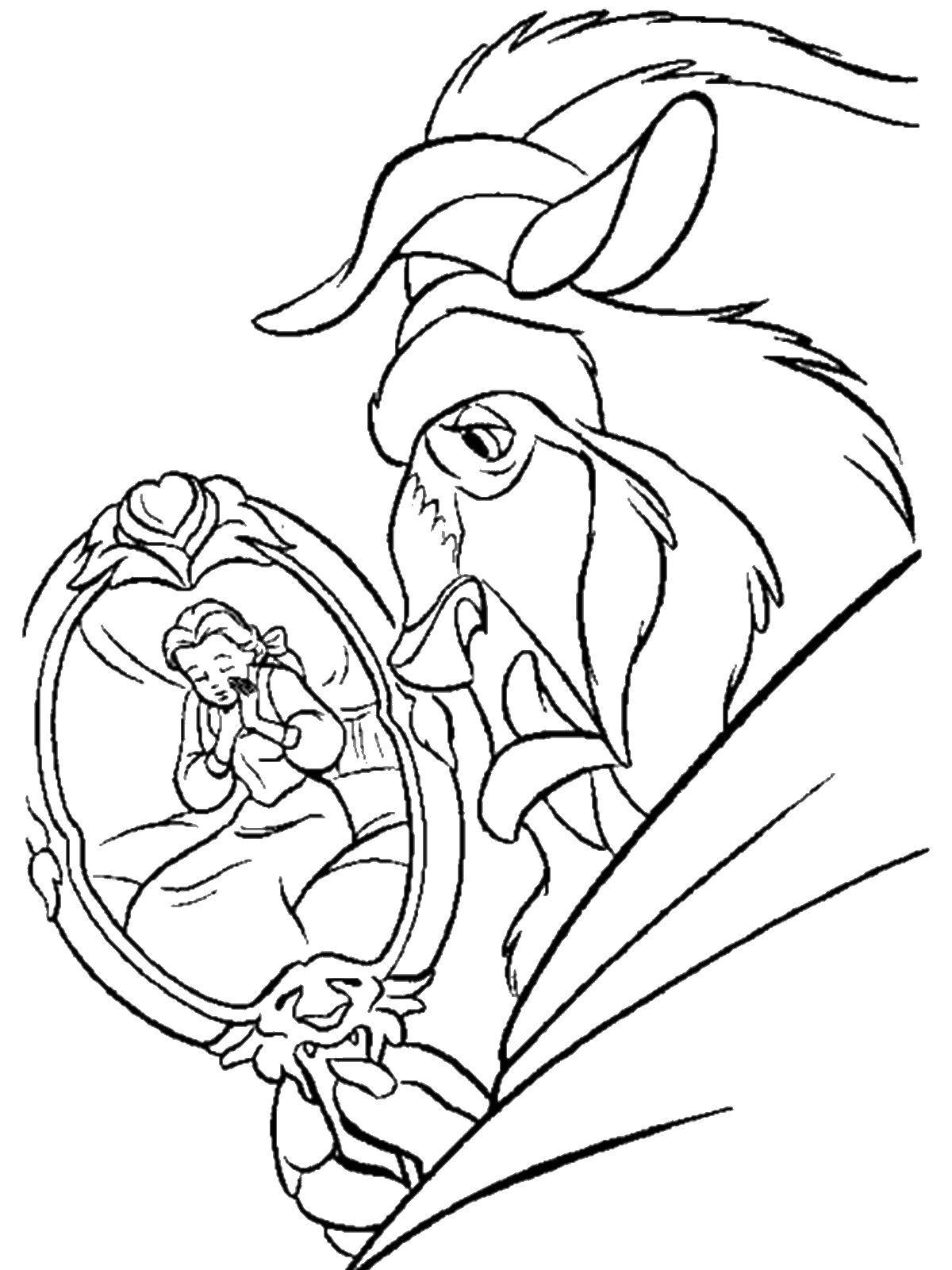Coloring Beauty Belle and the beast. Category Disney cartoons. Tags:  beautiful , monster.