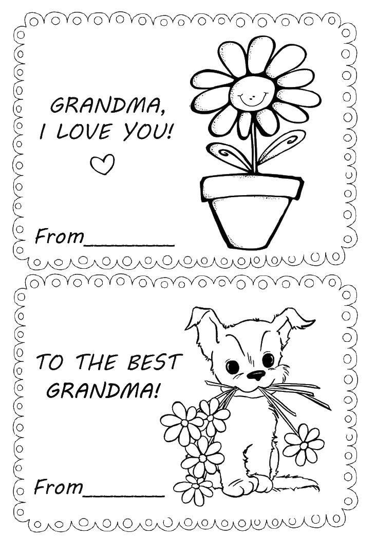 Coloring Dog and flower. Category English. Tags:  alphabet, English.