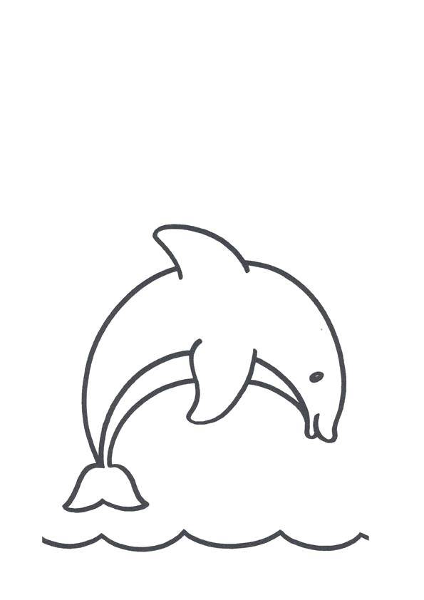 Название: Раскраска Дельфин вынырнул из воды. Категория: Раскраски для малышей. Теги: Рыба, дельфин, вода.