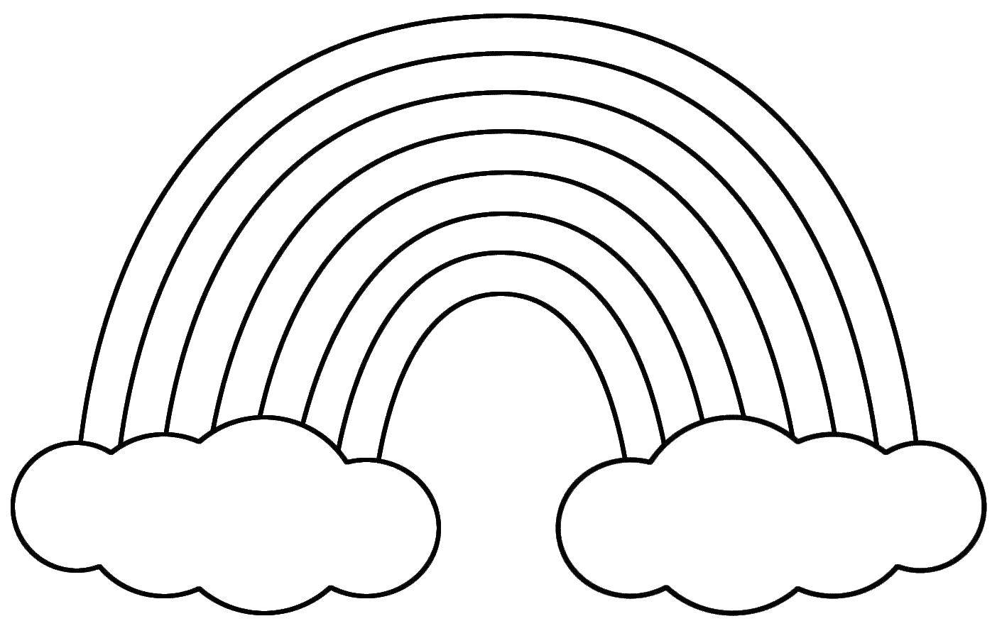 Coloring Rainbow over the clouds. Category Coloring pages for kids. Tags:  Rainbow, clouds.