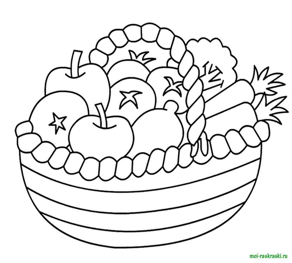 Coloring Basket with vegetables. Category vegetables. Tags:  vegetables.