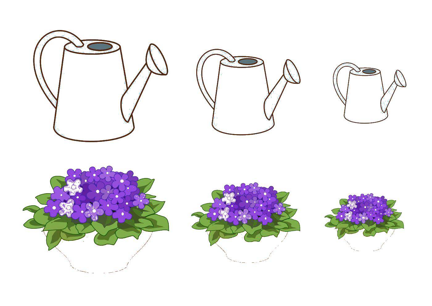 Coloring Watering can with flowers. Category plants. Tags:  the lake.