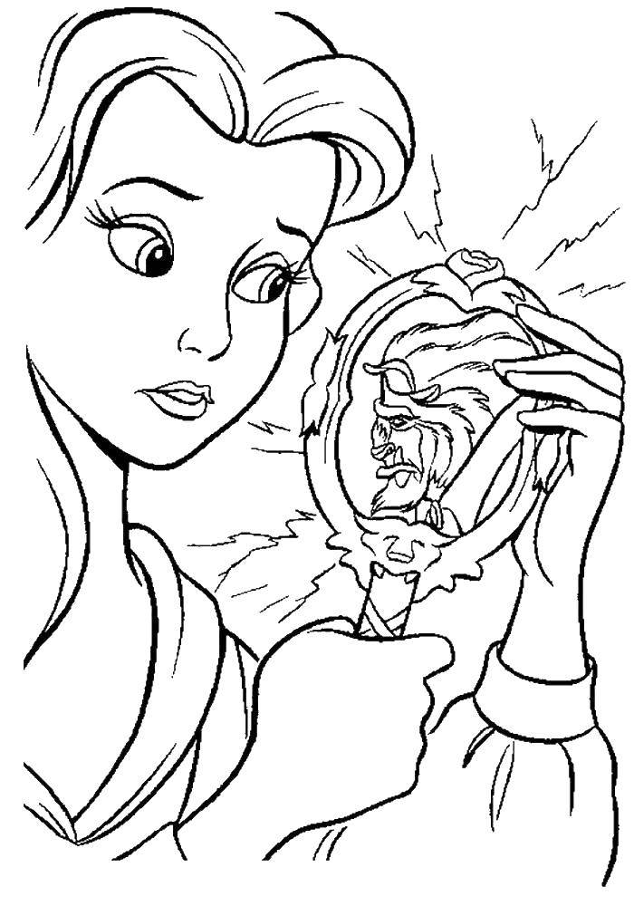 Coloring Beauty Belle and the beast. Category cartoons. Tags:  beautiful , monster.
