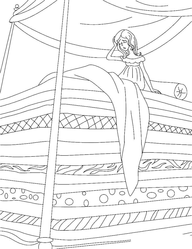 Coloring The Princess and the pea. Category Fairy tales. Tags:  Princess , pea.
