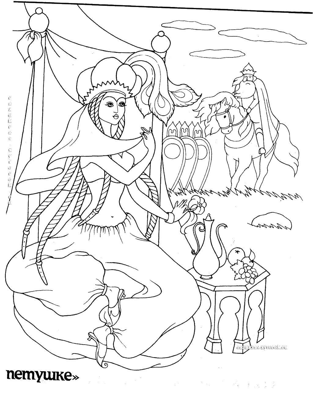 Название: Раскраска Шамаханская царица. Категория: Сказки. Теги: шамаханская царица.