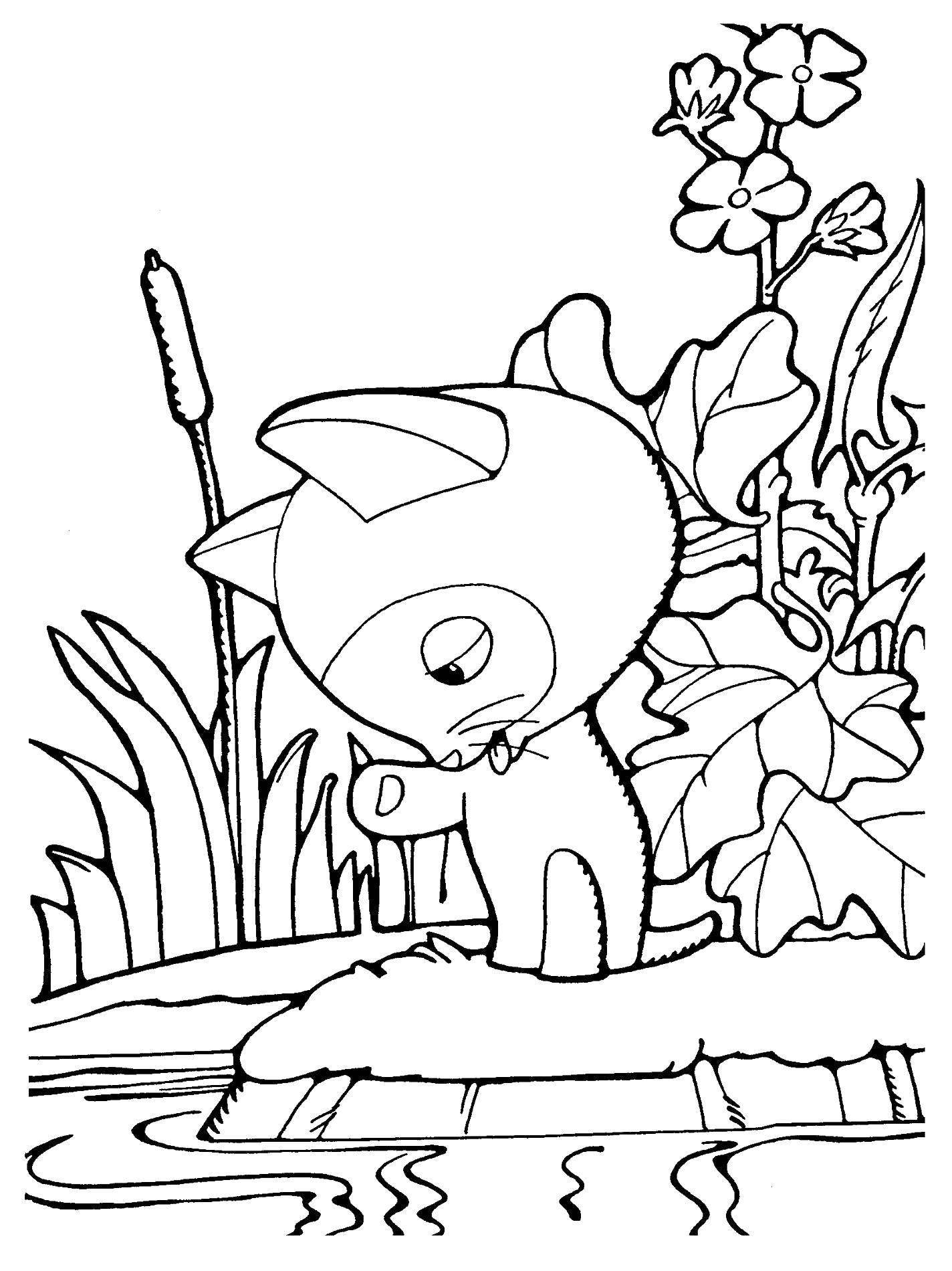 Coloring Kitten named woof. Category cartoons. Tags:  kitty.