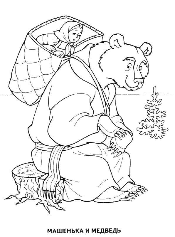Coloring Masha and the bear. Category Fairy tales. Tags:  Masha, Bear.