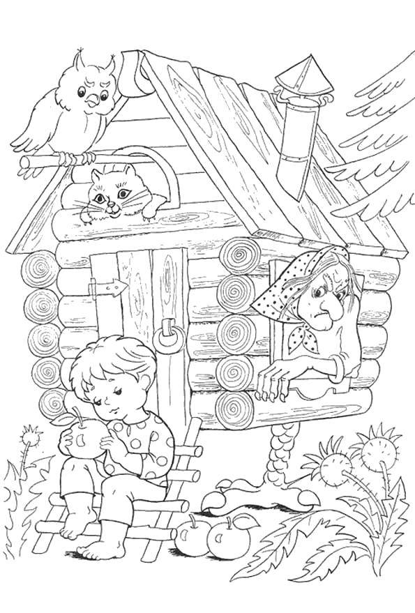 Coloring Tale geese-swans. Category Fairy tales. Tags:  Tales Geese-Swans.